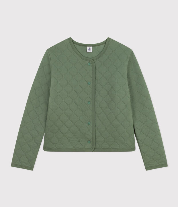 Women's Quilted Tube Knit Cardigan green