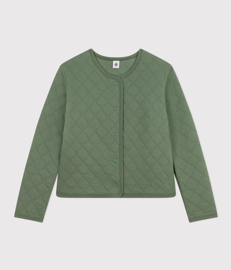 Women's Quilted Tube Knit Cardigan green