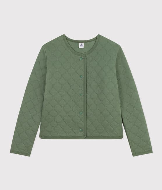 Women's Quilted Tube Knit Cardigan CROCO green