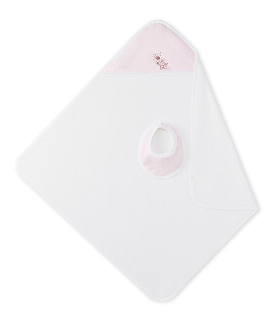 Baby girls' bath cape gift set VIENNE pink/ECUME white