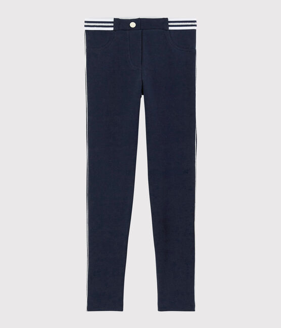 Girls' Cotton and Elastane Jeggings SMOKING blue