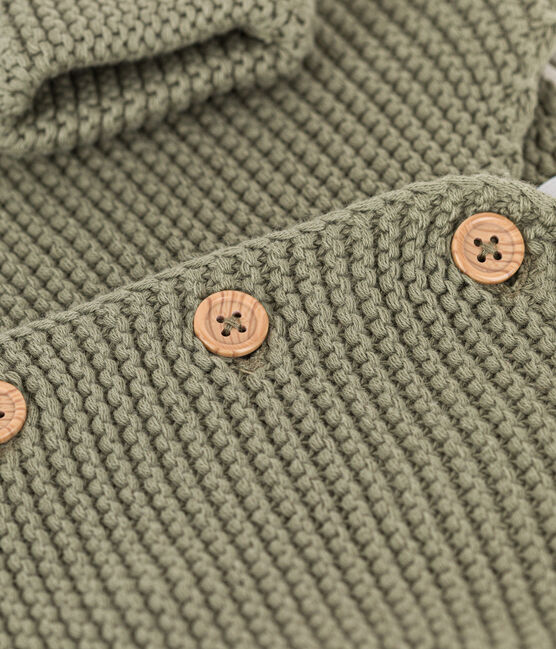 Babies' Moss Stitch Cotton Cardigan MARECAGE green