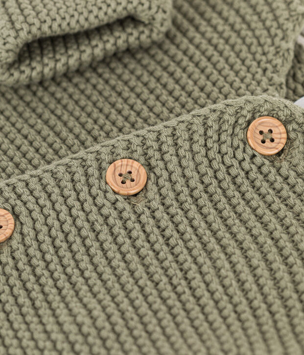 Babies' Moss Stitch Cotton Cardigan green