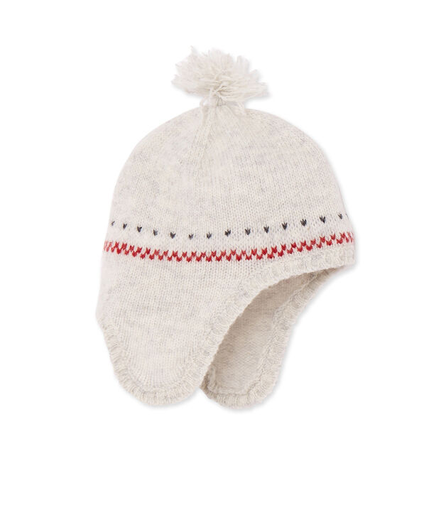 Baby's unisex pure wool Peruvian cap beige