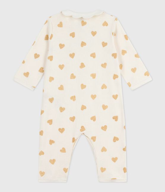 Babies' footless golden heart-print cotton pyjama suit MILK /DORE