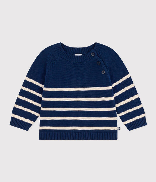 Babies' Cotton Jumper blue/ecru
