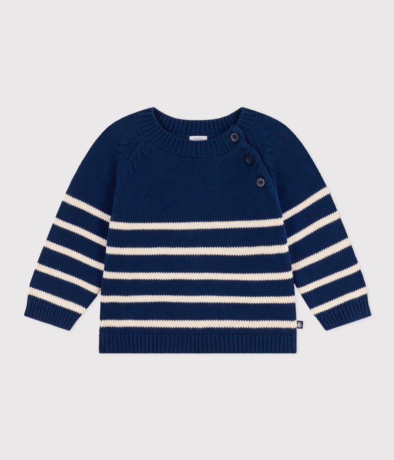 Babies' Cotton Jumper blue/ecru