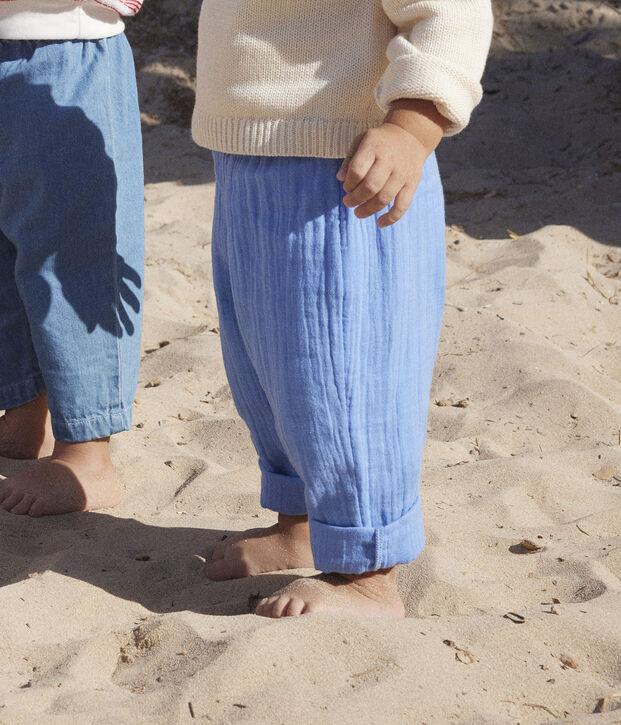Babies' Cotton Gauze Trousers blue