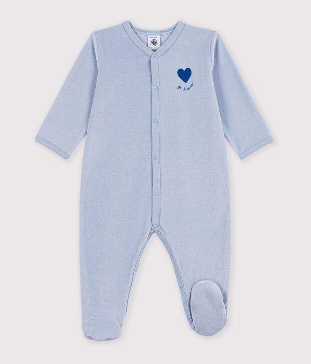 Babies' plain velour pyjama suit with a placed design NEW PLACID
