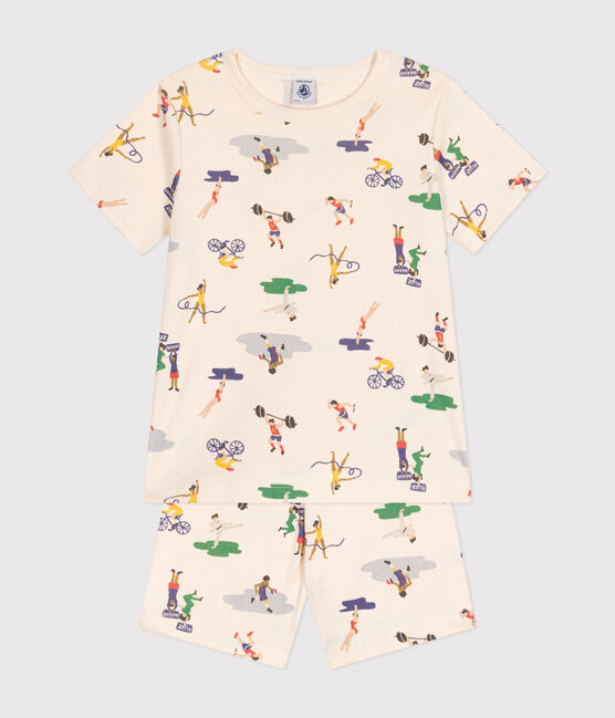 Children's multi-sports print short cotton pyjamas AVALANCHE white/MULTICO
