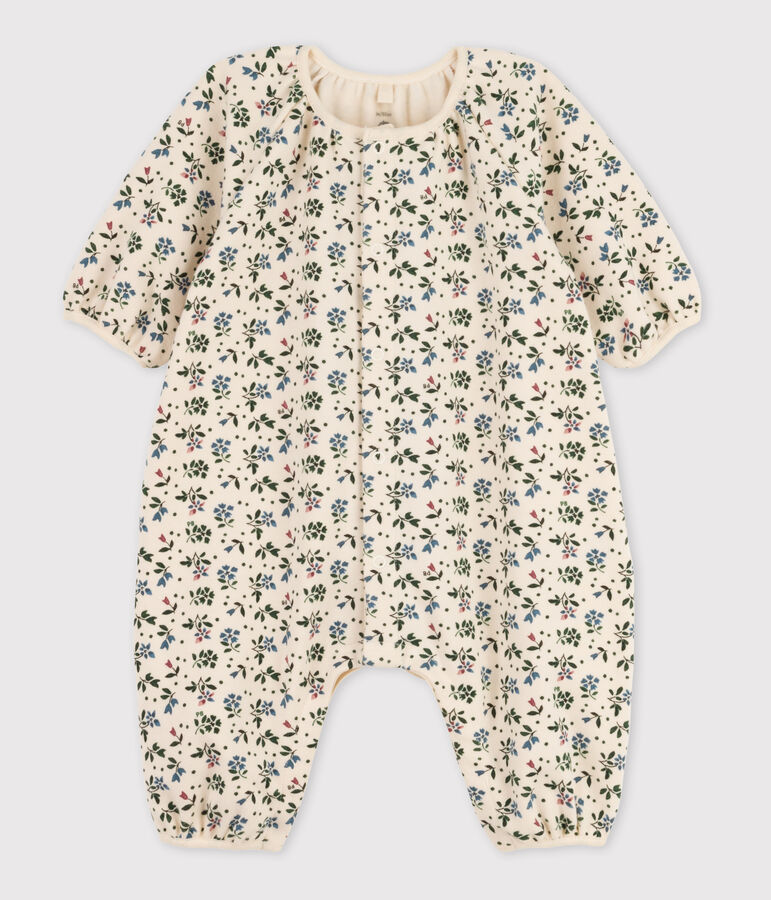 Babies' Patterned Cotton Jumpsuit Ecru/multicolor