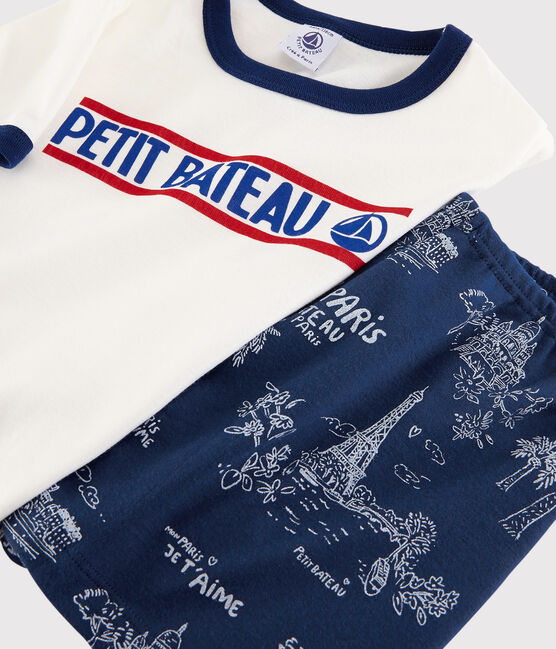 Boys' Toile de Jouy Paris Cotton Short Pyjamas MEDIEVAL blue/MULTICO white