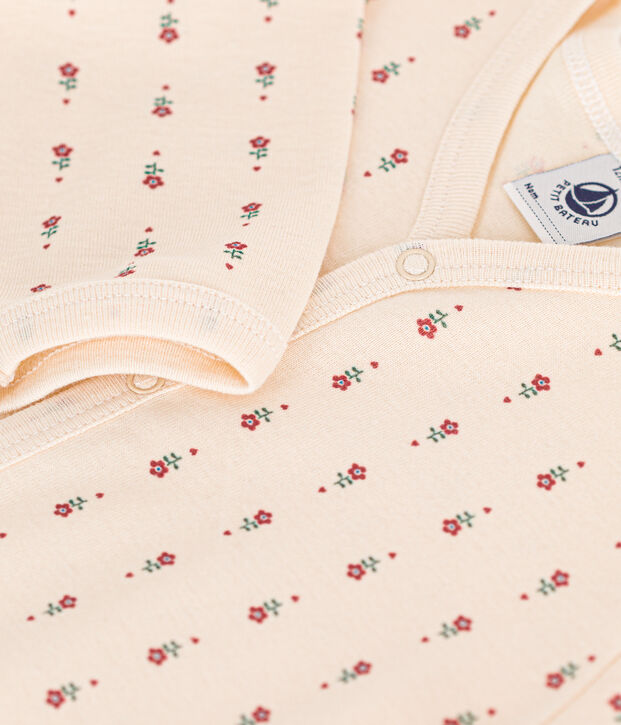 Babies' Floral Print Cotton Pyjamas Ecru/multicolor