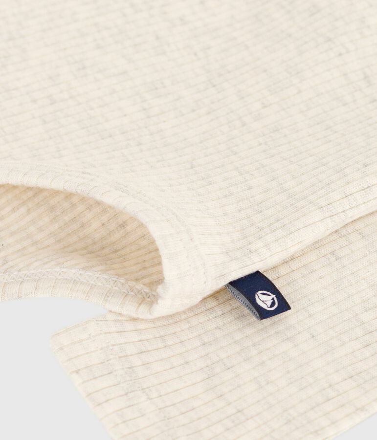 Babies' plain cotton rollneck body beige