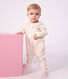Babies' footless flower-print cotton pyjama suit with a collar