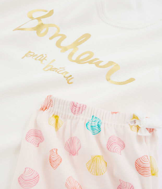 Girls' Ribbed Short Pyjamas pink/multicolor