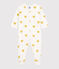 Babies' Yellow Heart Patterned Organic Cotton Sleepsuit MARSHMALLOW white/OCRE yellow