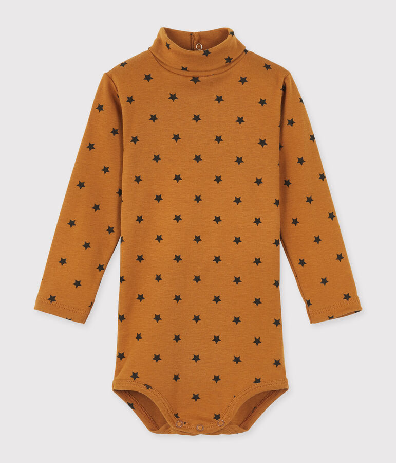 Unisex Babies' Long-Sleeved Roll-Neck Bodysuit brown/grey