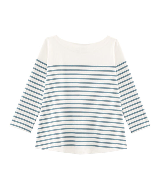 Women's twirling breton top MARSHMALLOW white/FONTAINE blue