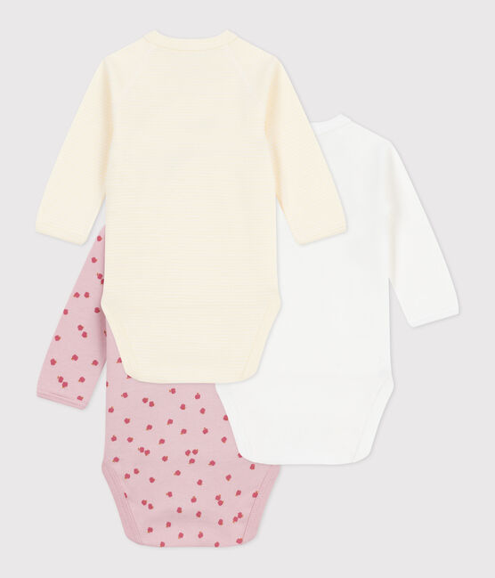 Pack of babies' long-sleeved printed cotton wrapover bodies variante 2
