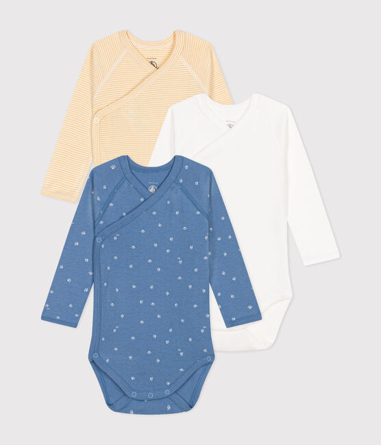Babies' Long-Sleeved Wrapover Cotton Bodysuits - 3-Pack variante 1