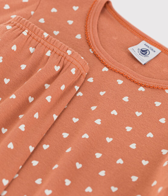 Girls' Heart Cotton Pyjamas SIENNA /MARSHMALLOW