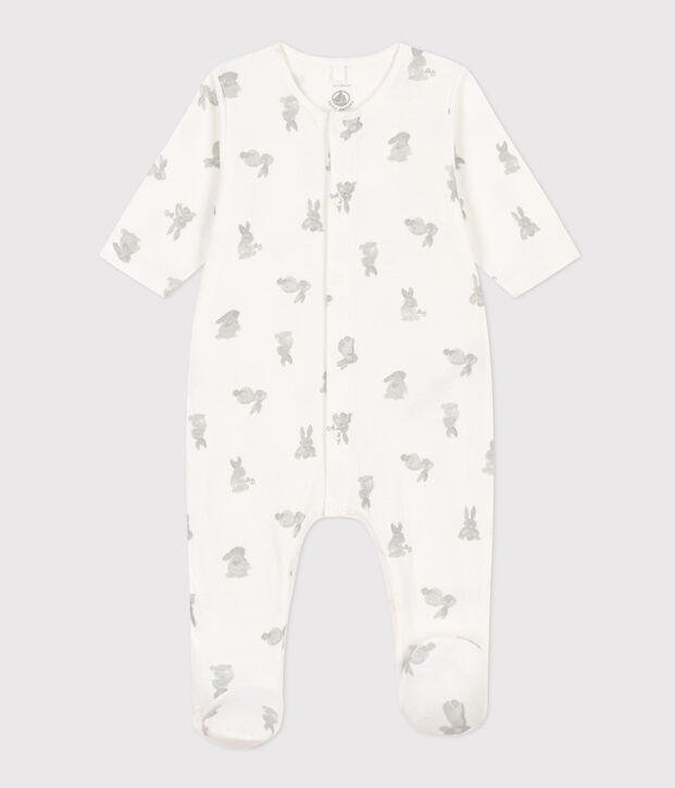 Babies' Rabbit Patterned Tube Knit Pyjamas white/grey