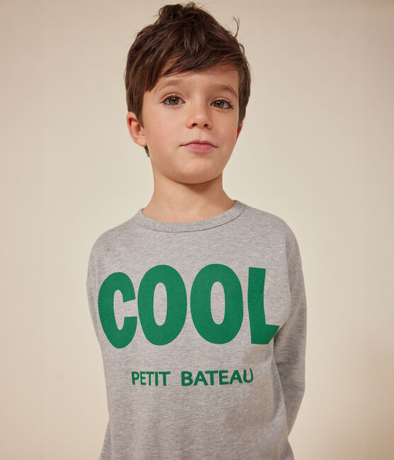 Little boys' long-sleeved T-shirt in fine jersey CHATON CHINE grey