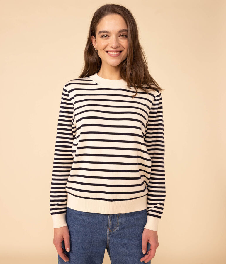Women's Cotton Breton Top Ecru/blue