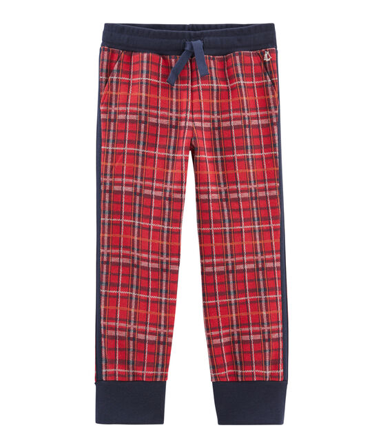 Boys' Tartan Knit Trousers TERKUIT red/SMOKING blue/BELUGA