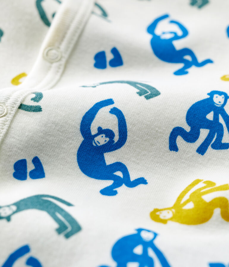 Babies' Glow-In-The-Dark Monkey Themed Cotton Playsuit white/multicolor