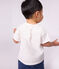 Babies' plain short-sleeved patterned cotton T-shirt white