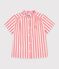 Children's short-sleeved stripy cotton blouse pink/white