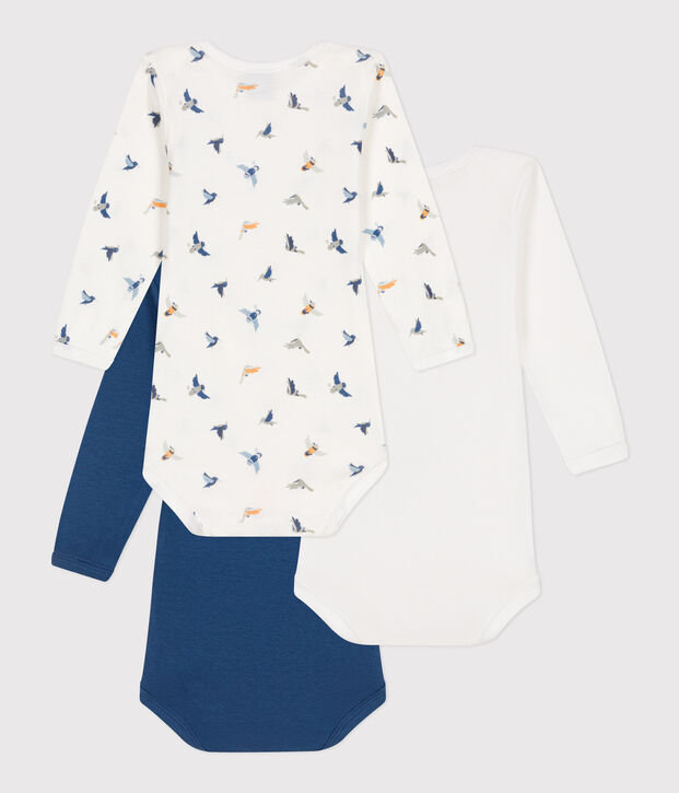 Babies' long-sleeved cotton bodysuits - 3-pack multicolor