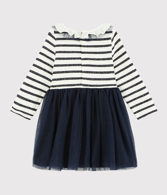 Baby girl's long-sleeved dress MARSHMALLOW white/SMOKING ARGENT BRILLANT