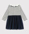 Baby girl's long-sleeved dress MARSHMALLOW white/SMOKING ARGENT BRILLANT