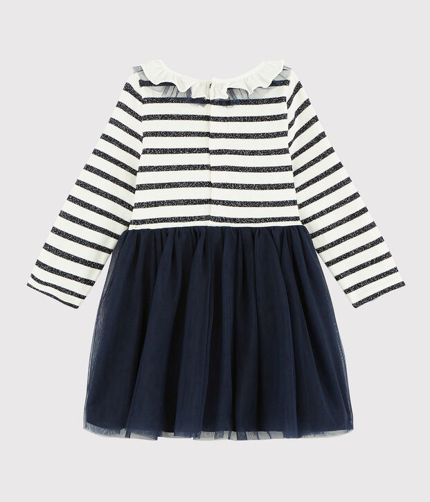 Baby girl's long-sleeved dress white/SMOKING ARGENT BRILLANT