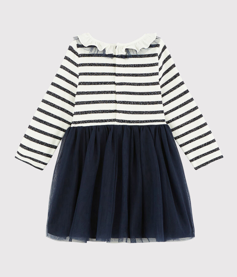 Baby girl's long-sleeved dress white/SMOKING ARGENT BRILLANT