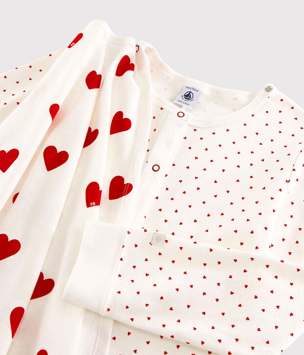 Girls' Superhero Fancy Dress Organic Cotton Jumpsuit white/red