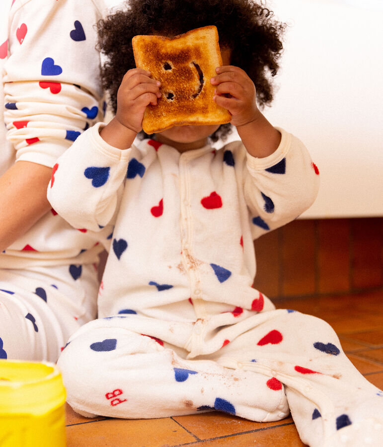 Babies' fleece onesie Ecru/multicolor