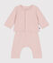 Babies' two-piece set in quilted tube knit SALINE pink