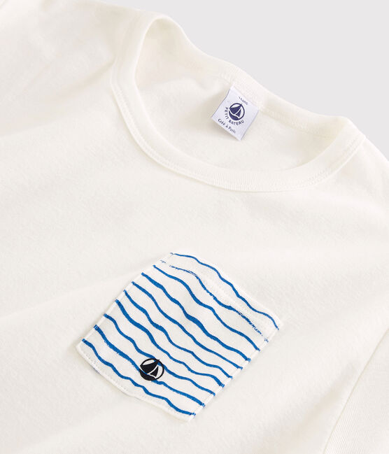 Unisex Blue and White Ribbed Short Pyjamas MARSHMALLOW white/COOL blue