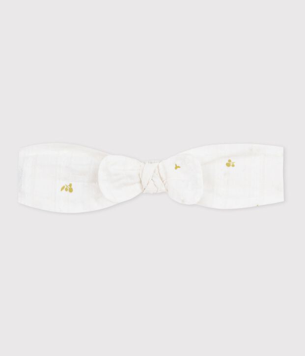 Children's hairband in floral-print poplin white/green