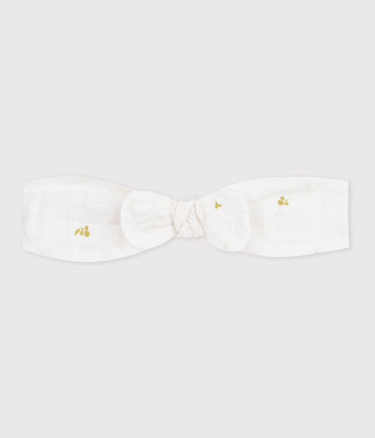 Children's hairband in floral-print poplin MARSHMALLOW green/MOSS