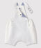 Baby boy's short linen dungarees MARSHMALLOW white