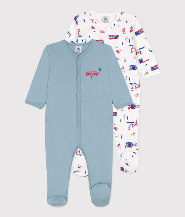 Pack of 3 Paris themed cotton sleepsuits multicolor
