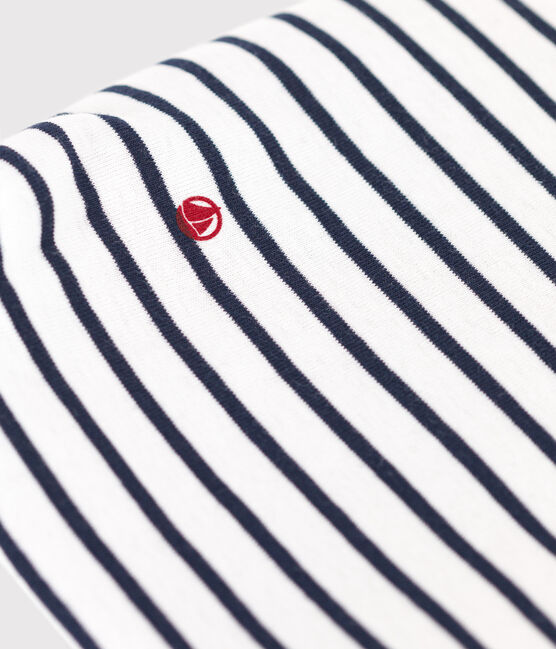 Babies' stripy cotton bag MARSHMALLOW white/SMOKING blue