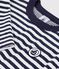 Children's long-sleeved stripy T-shirt blue/white/blue