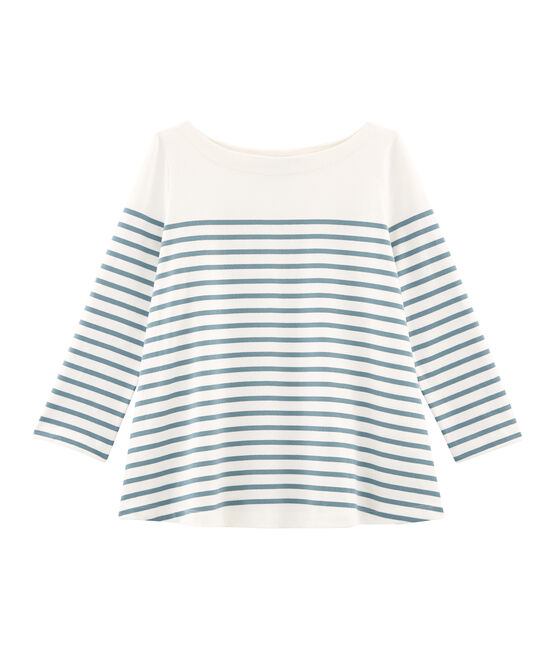 Women's twirling breton top MARSHMALLOW white/FONTAINE blue