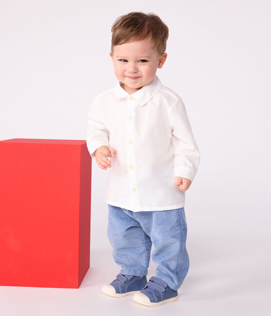 Babies' plain cotton shirt ECUME white